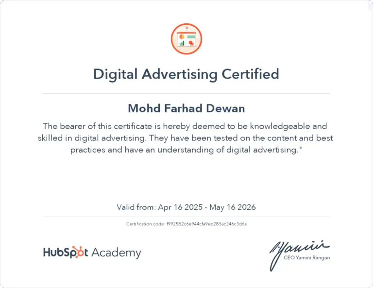 HubSpot Digital Advertising Certified