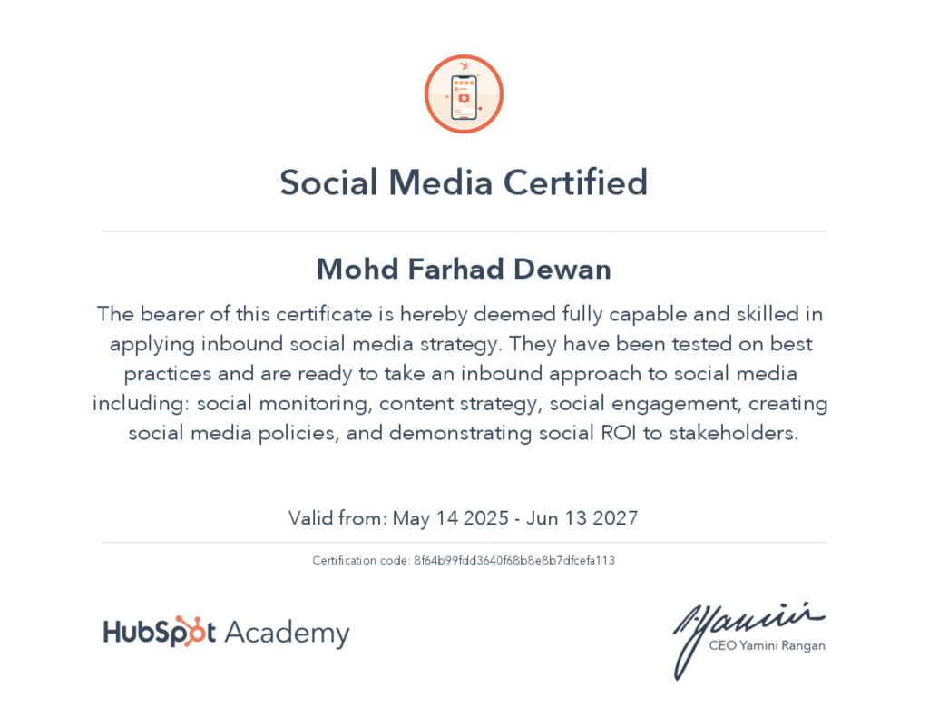 HubSpot- Social Media Certified