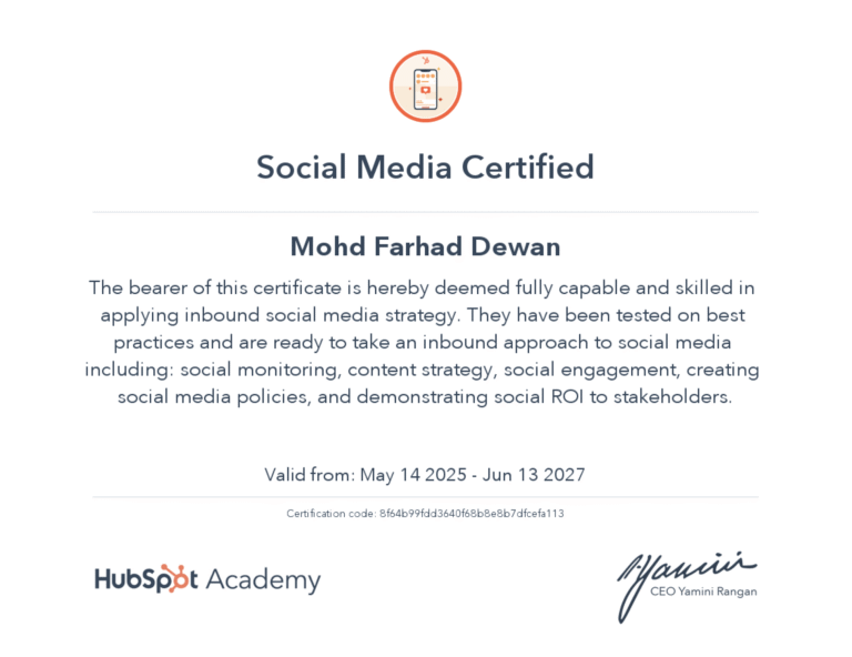 HubSpot- Social Media Certified